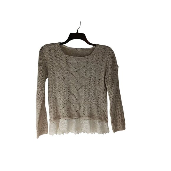 Altar'd State Sweaters - Altar'd State Womens Sweater Beige Cable Knit Floral Crochet Pullover Size M